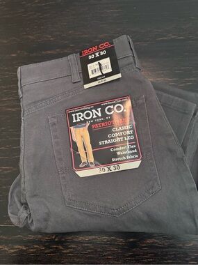 Mens Iron Co. charcoal gray stretch Patriot pants size 30x30